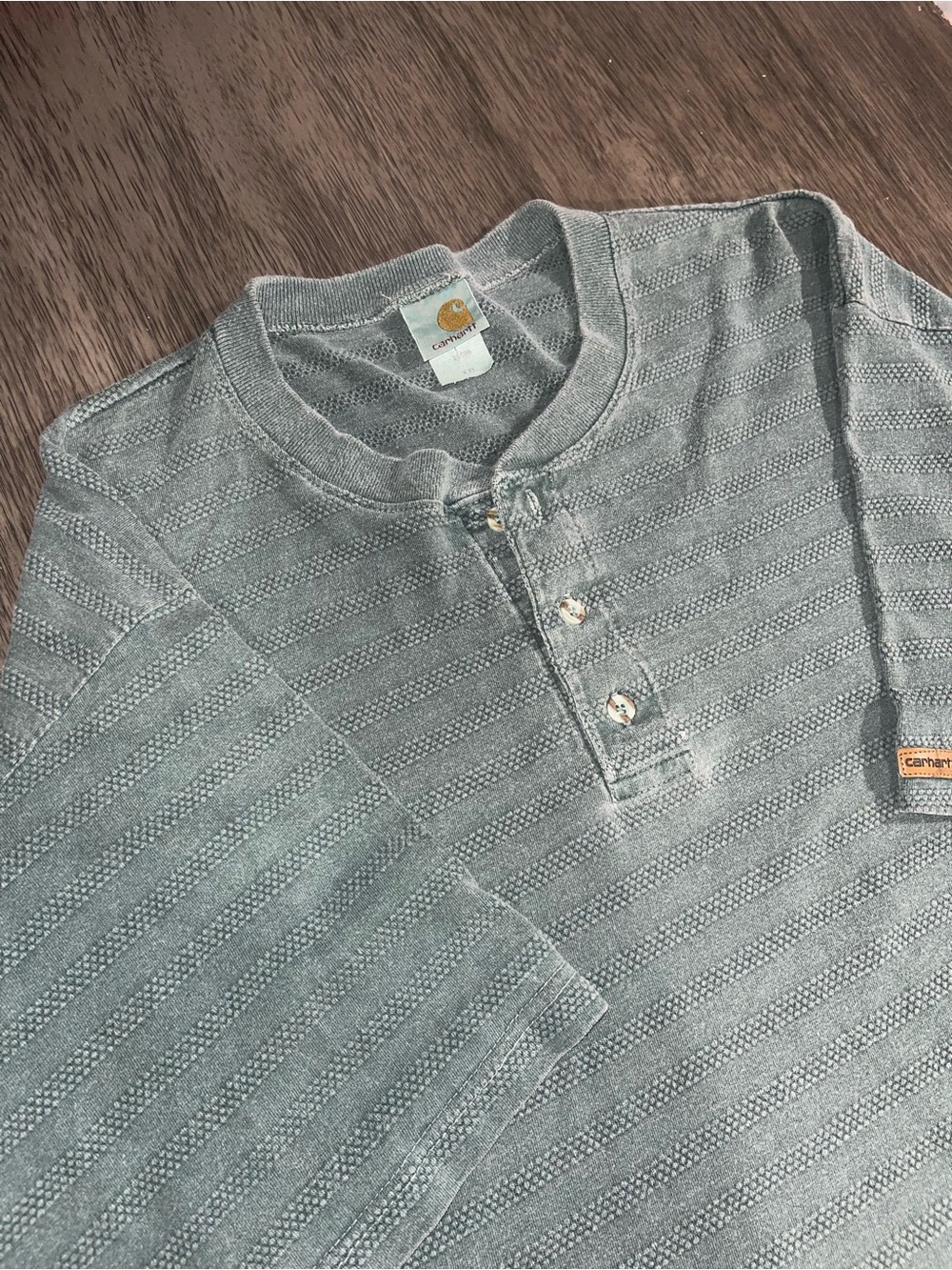 Vintage 1996 Sz 2XL Carhartt Birdseye Knit Henley Heavyweight Cotton Made In USA